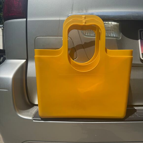Vintage Gold Yellow Plastic Purse Tote TWO AVAILABLE - PRICE IS PER TOTE - Picture 1 of 5
